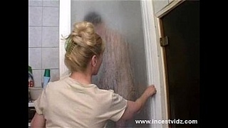 Mature step mom and her on the shower
